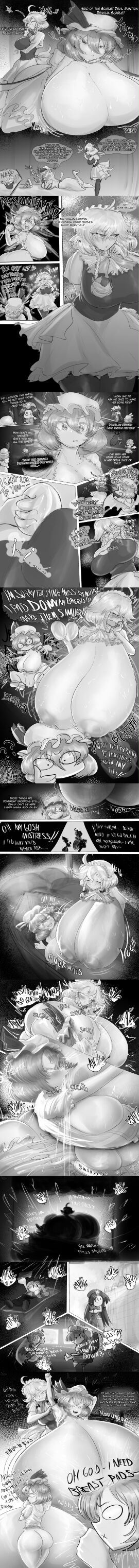 2girls breast_expansion breasts_bigger_than_head breasts_bigger_than_torso bursting_breasts co03but drinking_milk female flandre_scarlet growth hong_meiling hyper hyper_ass hyper_breasts koakuma lactating lactation long_hair massive_breasts milk patchouli_knowledge remilia_scarlet sakuya_izayoi sucking_breasts sucking_nipples tagme touhou