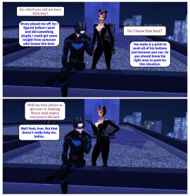 3d batman_(series) catwoman comic dc dc_comics dialogue dick_grayson female male nightwing page_1 pof3445 selina_kyle the_sims the_sims_4