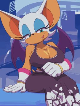 1girls 2d 2d_animation 3:4 alternate_version_available animated anthro bat big_breasts black_legwear black_shirt bouncing_breasts breasts city cityscape clothed clothed_female clothing eyelashes eyelids female female_focus female_only fur furry furry_only gif gloves jiggling_breasts lifting_shirt long_eyelashes looking_at_viewer pasties rouge_the_bat rouge_the_rider sega shirt_lift short_playtime shortstack signature solo sonic_(series) sonic_riders sonic_the_hedgehog_(series) tank_top twistedgrim vertical_video white_gloves wings