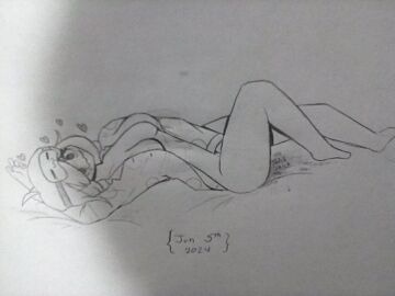 censored_nipples convenient_censoring embarrassed female female_masturbation floral_foxingdale heart imxr24 lying_on_back mastrubation naked_shirt on_back open_shirt original_character sleep_mask traditional_media_(artwork)