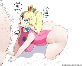 1boy 1girls angry angry_face ass big_ass big_breasts bigpeachs breasts female male male/female mario mario_(series) nintendo partial_male penis princess_peach skimpy small_penis text thick_thighs tiny_penis voluptuous