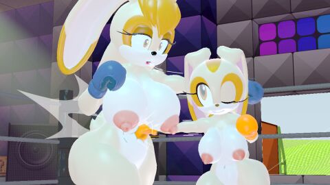 2girls 3d 3d_(artwork) age_difference alternate_version_available anthro big_breasts big_thighs blue_boxing_gloves blue_gloves boxing boxing_gloves boxing_ring breasts completely_naked completely_nude cream_the_rabbit curvy daughter duo female female_focus female_only fight fighting fighting_ring furry gloves gut_punch huge_breasts huge_thighs indoors kabalmystic_(style) large_breasts large_thighs milf mother mother_and_daughter mother_vs_daughter mouthguard naked nude nude_boxing nude_female orange_boxing_gloves orange_gloves punch rngsucks sega sfm sonic_the_hedgehog_(series) thick thick_hips thick_thighs thighs vanilla_the_rabbit vanilla_the_rabbit_(kabalmystic) wide_hips