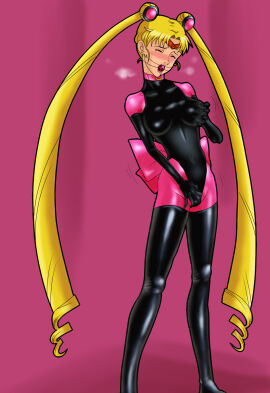 1girls 2010 2010s 5_fingers ball_gag bishoujo_senshi_sailor_moon black_eyebrows blonde_hair blush bodysuit breasts breath closed_eyes earrings eyebrows eyelashes female female_focus female_only fondling fondling_breast fondling_own_breast gag gagged hair_ornament hand_on_breast hand_on_own_breast human human_only jpeg large_ribbon latex latex_clothing latex_suit long_hair magical_girl masturbation masturbation_through_clothing moon_earrings navel_line pink_background pussy radeon126 ribbon rubber rubber_clothing rubber_suit rubbing rubbing_pussy sailor_moon shiny_clothes solo squeezing squeezing_own_breast standing standing_masturbation steam tight_clothing twintails twintails_(hairstyle) usagi_tsukino