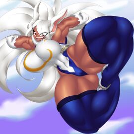 boku_no_hero_academia breasts breasts_bigger_than_head female huge_breasts kailyn kreativekailyn midair mirko muscular_female my_hero_academia rabbit_ears rabbit_girl rumi_usagiyama thick_thighs thunder_thighs white_hair wide_hips