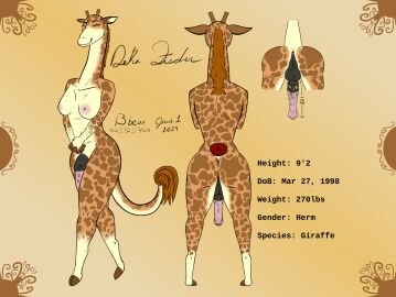 animal_genitalia animal_penis anthro anus ass backsack balls ballsack bbear big_ass big_breasts big_butt big_penis biped breasts brown_body closed_eyes dated deka_(bbear) description digital_media_(artwork) english_text equine_genitalia equine_penis erection fingers fur futanari genitals giraffe giraffid hair herm hi_res hooved_fingers hooves horn huge_ass huge_butt huge_cock humanoid_genitalia information information_section intersex long_neck long_tail mammal mane mane_hair markings model_sheet multicolored_body multicolored_fur nipples nude ossicone penis perineum presenting presenting_anus presenting_balls presenting_hindquarters presenting_penis presenting_perineum presenting_pussy pussy signature simple_background smile solo species_name spots spotted_body spotted_fur standing tail text thick_thighs two-tone_body two-tone_fur