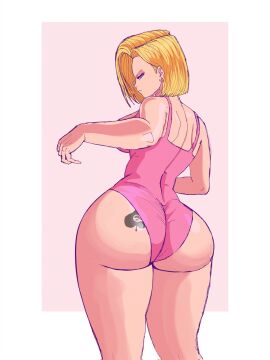 android_18 ass blonde_hair blue_eyes cheesecake_(artist) dark-skinned_male dark_skin dragon_ball dragon_ball_super dragon_ball_z female huge_ass male netorare ntr queen_of_spades
