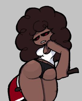 1girls 2d arcaned_roses ass ass_focus axe black_panties female female_only original_character panties red_pupils roses_arcaned solo