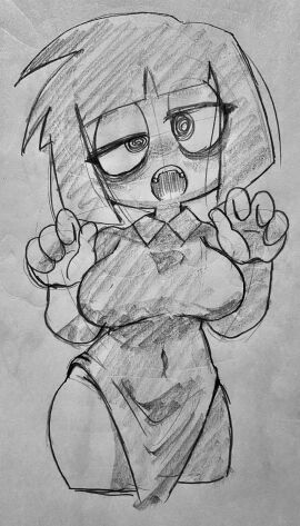 1girls adult_swim ahe_gao breasts creepy_susie female goth horny itimu saliva spiral_eyes the_oblongs thick_thighs