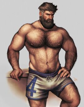 1boy abs bara beard bearded biceps blumnight bulge chest chest_hair chest_tuft clothing daddy dilf ericsonblum facial_hair fantastic_four flaccid gay male male_nipples male_only marvel marvel_comics marvel_rivals masculine_male mature_male mr_fantastic mr_fantastic_(marvel_rivals) muscular muscular_male nipples pecs reed_richards solo solo_focus solo_male yaoi