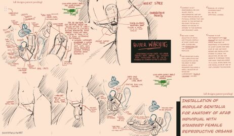 concept_art cybernetics female male modular_anatomy penis pussy sharpwillowart sketch vagina x-ray