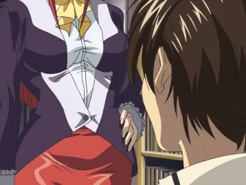 00s 1girls 2001 age_difference animated anime_screenshot bible_black bible_black_night_of_the_walpulgiss bow classroom female jacket lipstick long_hair makeup mature_female minase_taki older_female_and_younger_male pencil_skirt purple_eyes purple_jacket red_hair red_skirt school shirt skirt smile solo tagme takashiro_hiroko teacher teacher_and_student white_shirt yellow_bow