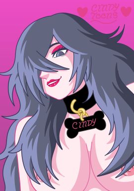 big_breasts blue_eyes blue_hair breasts breasts_out cindy_toon cindy_toons collar dog_collar dog_girl emo emo_girl emo_hair emo_haircut emo_hairstyle female long_hair mexican mexican_female mexican_girl mexican_webcomic nipples pet_collar pink_nipples red_lipstick smile