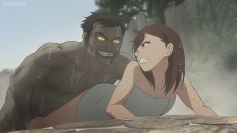 1boy 1girls anime attempted_rape ayase_momo bathhouse brown_eyes brown_hair crawling dandadan dark-skinned_male dark_skin escape fat_male female female_on_bottom glowing_eyes half_nude inminent_rape inminent_rape_attempt light-skinned_female light_skin looking_back male male_on_top naked naked_male official_animation official_art older_male older_male_and_younger_female onsen rape_attempt schoolgirl screencap short_hair smirking the_gators towel towel_around_waist towel_only trying_to_escape ugly_bastard ugly_man wet_skin younger_female