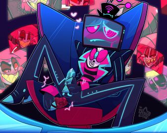 2024 alastor_(hazbin_hotel) anal anal_insertion antlers artist_request claws deer deer_humanoid demon demon_boy gay hazbin_hotel humanoid male masturbation penis sex_toy vox_(hazbin_hotel)