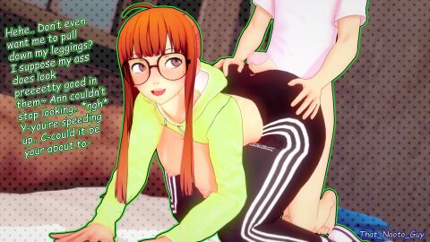 1boy 1girls 3d ass assjob atlus big_ass big_breasts breasts buttjob doggy_style faceless_male female glasses humping koikatsu male orange_hair persona persona_5 ponytail ren_amamiya sakura_futaba that_naoto_guy track_pants