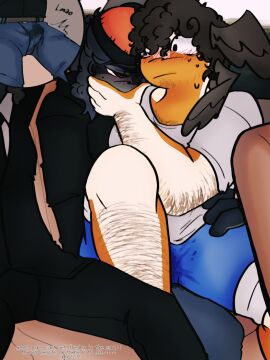 blush builderman builderman_(forsaken) bulge_through_clothing chance_(forsaken) clothed flustered forsaken_(roblox) in_public luvrrbee male risky roblox roblox_admins roblox_game robloxian self_upload shedletsky shedletsky_(forsaken) sitting_on_lap tagme transgender transgender_male