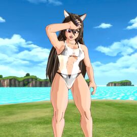 @celinenekosaiyan abs bathing_suit big_breasts big_penis bikini breasts bushy_tail cat_ears dragon_ball dragon_ball_super dragon_ball_xenoverse dragon_ball_xenoverse_2 dragonball_z fangs female game_screenshot male neko neko_girl penis pubic_hair screencap swimsuit tagme tomboy tummy
