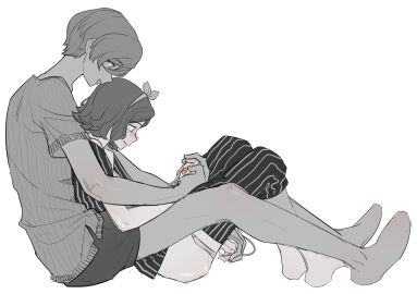 2girls assisted_masturbation between_legs blush chinese_commentary clothes_pull commentary_request ebizuka_tomo egg_vibrator female from_side full_body girls_band_cry green_eyes highres holding holding_hands holding_sex_toy mtdykxkxzzy multiple_females multiple_girls open_mouth panties pants pants_pull panty_pull parted_lips partially_colored pink_eyes pixie_cut profile remote_control_vibrator rupa_(girls_band_cry) sex_toy short_hair short_sleeves simple_background sitting smile sweater underwear vibrator white_background yuri