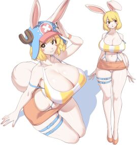 1girls 2023 2023s :3 absurd_res anthro armpits belly_button biped blonde-haired_female blonde_hair blush breasts brown_eyes carrot_(one_piece) cervina7_(artist) cheek_spots cleavage closed_mouth clothing cosplay female female_focus female_only fur furry furry_female hair hat headgear headwear highres lagomorph leporid looking_at_viewer mammal minkmen_(one_piece) navel one_piece orange_skirt rabbit rabbit_ears rabbit_girl rabbit_tail shadow short_hair simple_background skirt smiling smiling_at_viewer solo solo_female solo_focus tail thick_thighs thigh_strap thighs tony_tony_chopper_(cosplay) white_background white_body white_fur wide_hips