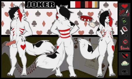 black_hair card cocoline_(artist) red_eyes red_hair rule_63 white_body wolf