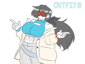 abs big_breasts black_hair boob_window breast_outline breasts female female_focus female_only fortnite marie_(tag-a-long) mime mime_girl mouthless mouthless_female muscles muscular muscular_female noseless outfit_change summitseeker_evie_(fortnite)_(cosplay) tag-a-long tinted_eyewear