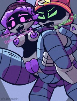 anal anal_sex blush carrying_partner female glitch_productions murder_drones primedude34 robot robot_boy robot_girl straight thad_(murder_drones) uzi_(murder_drones) white_body worker_drone