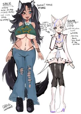 1futa 1girls big_breasts breasts canine clothed clothing dark_hair dog_ears dog_girl dog_tail female fully_clothed futanari ghoulmommie heterochromia hourglass_figure huge_breasts human intersex light-skinned_female light_skin mostly_clothed original_character original_characters skimpy spice_(ghoulmommie) tagme tan tan_skin tanline text thong_straps underboob whale_tail