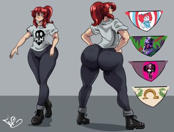 1boy 2d ass big_ass bikowolf1 blue_eyes boots character_sheet clothed clothed_male color commission fat_ass femboy femboy_only front_view full_color fully_clothed huge_ass large_ass male male_only non-nude original original_character panties png rear_view red_hair solo thick_ass thick_thighs wide_hips