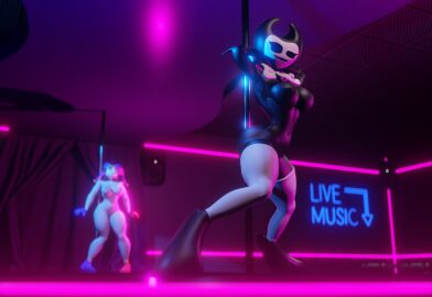 2girls 3d bendy bendy_and_the_ink_machine buhonero75 crossover female female_only glitch_productions multiple_females multiple_girls pomni_(the_amazing_digital_circus) solo_focus stripper_pole tagme the_amazing_digital_circus