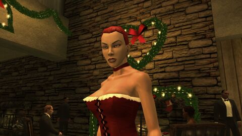 3d breasts christmas christmas_outfit corset female hitman hitman_blood_money io-interactive orange_hair screenshot sexy video_games white_skin