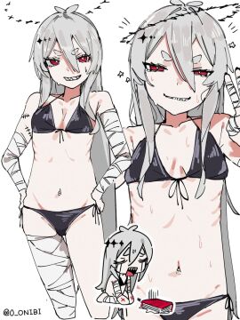 1girls bandages bikini cuts female gekiyaku red_eyes utau vocaloid white_hair