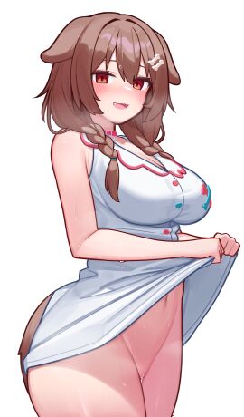 1girls animal_ears ass bottomless breasts brown_hair deaver dog_ears dog_girl dog_tail female hi_res high_resolution highres hololive hololive_gamers hololive_japan inugami_korone large_ass large_breasts large_butt pussy pussy_juice pussy_juice_drip solo steam sweat sweatdrop sweating tail thick_thighs virtual_youtuber wide_hips