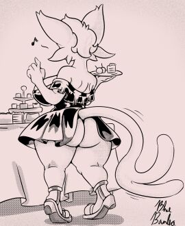 2024 ass black_dress bluebambo breasts canine eeveelution espeon feet female female_only food furry looking_at_viewer nintendo party_dress pokemon pokemon_(species) short_dress sketch thick_thighs thighs wide_hips