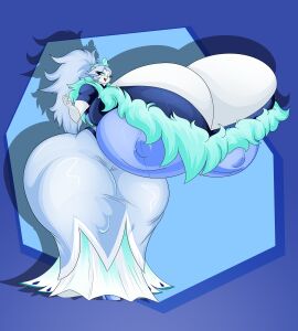 1girls andrealphus_(helluva_boss) anthro ass ass_bigger_than_body ass_bigger_than_head ass_bigger_than_torso big_ass big_breasts big_butt big_thighs bird bird_girl blue_dress blue_eyes blue_hair breasts breasts_bigger_than_body breasts_bigger_than_head breasts_bigger_than_torso cleavage cleavage_overflow crown demon demon_girl female female_andrealphus female_only furry furry_female furry_only goetia helluva_boss huge_ass huge_breasts huge_butt huge_thighs hyper hyper_ass hyper_boobs hyper_breasts hyper_butt long_dress long_hair massive_ass massive_breasts massive_butt massive_thighs nipple_bulge nipples_visible_through_clothing peacock rule_63 shadow_the_wolf thick_ass thick_thighs white_body white_fur white_gloves white_skin wink