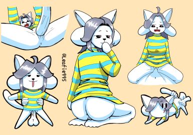 1boy 1girls 2d anthro artist_request cowgirl_position female furry humanoid male penetration pussy sex straight tagme temmie_(undertale) undertale undertale_(series) vaginal_penetration