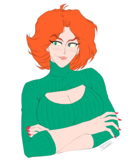 1girls arms_crossed arms_crossed_under_breasts big_breasts boob_window breast_window breasts dimples female female_only fiti_vidal fitiddies flat_colors freckles freckles_on_face ginger ginger_hair green_clothing green_eyes green_sweater human human_only levidu99 light-skinned_female light_skin marvel marvel_comics marvel_comics_2 mary_jane_watson mature mature_female mc2 mock_neck not_porn older_female orange_hair red_hair red_nails redhead_milf ribbed_sweater safe safe_for_work sfw short-haired_female short_hair smiling spider-man_(series) sweater turtleneck turtleneck_sweater