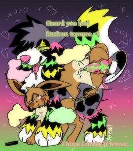 2024 absurd_res animal_genitalia animal_penis animal_pussy balls black_body black_fur black_nose blush blush_lines blush_stickers bodily_fluids brown_body brown_fur canine_genitalia canine_penis canine_pussy chest_tuft countershading cum cum_inside cuntboy cuntboy/male derogatory dialogue digital_drawing_(artwork) digital_media_(artwork) dirty_talk drooling drooling_tongue drugs duo ear_tuft ears_as_hair eevee ejaculation english_text eye_roll eyelashes facial_piercing fakemon femboy feral feral_with_hair fluffy fluffy_ears fluffy_legs fluffy_tail from_behind_position fur furfrou generation_1_pokemon generation_6_pokemon genital_fluids genitals girly glistening glistening_eyes glistening_genitalia glistening_penis glistening_pussy gradient_background green_background green_smoke grey_body grey_fur hair heart_symbol hi_res internal intersex intersex/male jackrabbit_(artist) knotting leg_tuft looking_at_another looking_at_partner looking_pleasured male marijuana marijuana_fumes marijuana_vape markings mocking motion_lines mottled mottled_body mottled_fur mottled_genitalia mottled_penis mounting munchkin_(jackrabbit) natural_furfrou nintendo nose_piercing pawpads paws penetration penile penile_penetration penis piercing pink_background pink_body pink_fur pink_nose pink_penis pink_sclera pink_smoke pink_tongue pokemon pokemon_(species) purple_background pussy raised_tail rape_play saliva sex signature simple_background simplified_pawpads size_difference smoke smoke_from_mouth standing standing_sex striped_markings stripes substance_intoxication tag_panic tail tail_tuft tan_body tan_fur teeth text tomb_(graveguilt) tongue tongue_out tongue_piercing translucent translucent_hair tuft vaginal_penetration vape white_body white_fur x-ray_vision xoxo yellow_body yellow_fur yellow_sclera yellow_smoke yellow_teeth