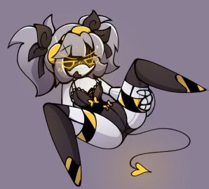 bows bra female female_only j_(murder_drones) lingerie murder_drones no_sex panties pinup robot robot_girl twintails underwear