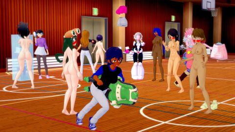 12girls 3d 6+girls abs aqua_streak ass barefoot becca_(blue_ink22) black_hair blonde_hair blue_hair blue_ink22 blush breasts carrie_(blue_ink22) clothed_female_nude_female completely_nude dark-skinned_female dark_skin eclair_(blue_ink22) ella_(blue_ink22) embarrassed female female_only group hair_over_one_eye hairclip human koikatsu kyoka_jiro light-skinned_female light_skin long_hair mina_ashido momo_yaoyorozu my_hero_academia naked navel nipples nude nude_female ochako_uraraka pale_skin pink_streak pussy rachel_(blue_ink22) retropunch sasha_(blue_ink22) short_hair sisters stripped_down stripped_naked tagme tooru_hagakure tsuyu_asui two-tone_hair