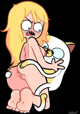 2girls absurd_res adventure_time adventure_time:_fionna_&_cake alwer alwerart anthro anus areolae ass blonde_hair breasts cake_the_cat cartoon_network duo duo_focus feline female female_focus female_only fionna_and_cake fionna_the_human_girl hair highres nipples nude nude_female pussy qekart speech_bubble vagina wide_eyed