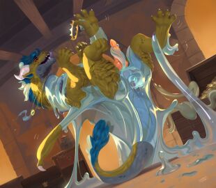 2024 anal anal_sex anus ass blue_body blue_fur blue_hair claws coin crown detailed_background digital_media_(artwork) dragon erection feet feral fur genitals gold_(metal) gold_coin goo_creature goo_tentacles green_body green_fur hair headgear hi_res horn jewelry knot knotted_penis madness_demon male mythological_creature mythological_scalie mythology necklace nude open_mouth penetration penis questionable_consent red_eyes rokzza scalie sex slime smile solo tail tail_tuft teeth tentacle tentacle_in_ass tentacle_penetration tentacle_sex tongue tongue_out treasure treasure_chest tuft wings