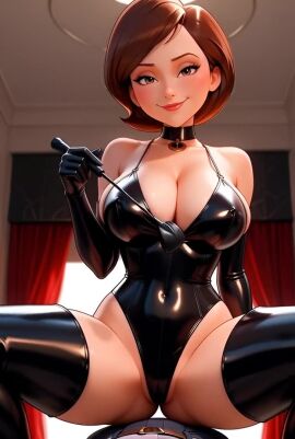 ai_generated animated big_breasts helen_parr latex_bodysuit latex_thighhighs riding_crop tagme the_incredibles video