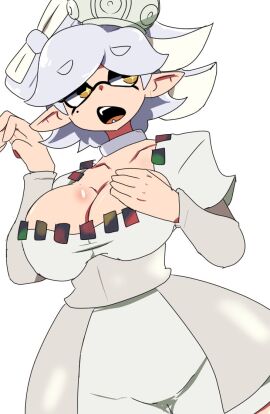 1girls alternate_costume breasts chicken_rib choker cleavage crown female grand_festival_(splatfest) inkling inkling_girl marie_(grand_festival) marie_(splatoon) mole mole_under_eye nintendo now_or_never_crown official_alternate_costume open_mouth pointy_ears simple_background solo solo_female solo_focus splatfest splatoon splatoon_(series) splatoon_3 team_past_(splatfest) tentacle tentacle_hair tongue white_background