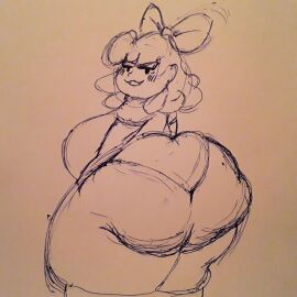 1girls aged_up ass ass_focus breasts earthbound earthbound_(series) fat_ass fat_butt fat_legs fat_thighs female female_focus female_only fully_clothed gigantic_ass gigantic_thighs hairbow huge_ass human_only hyper_ass hyper_breasts large_ass looking_at_viewer mob_face monstorlilly mother_(series) nintendo panties paula_jones paula_polestar shortstack sketch smirking_at_viewer standing voluptuous voluptuous_female