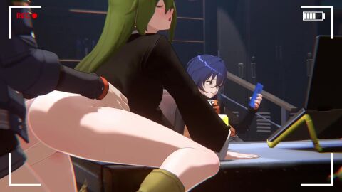 3d_animation animated belle_(zenless_zone_zero) bent_over blender blue blue_hair bouncing_ass brother_and_sister dab_neko doggy_style double_penetration fast_thrusts green_eyes green_hair grey_hair holding_arms holding_arms_behind_back holding_waist leg_up moaning_in_pleasure penetration psydevil pussy pussy_penetration recording recording_on_phone recording_video restrained restrained_arms rougenine rough_sex strap strap-on strap-on_sex tagme taking_turns venus_(zenless_zone_zero) video wafflensfw watching_sex wise_(zenless_zone_zero) zenless_zone_zero