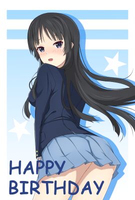 1girls birthday black_hair female k-on! mio_akiyama_(k-on!) skirt yasuc