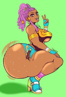 1girls ass bermuda_art big_ass bottom_heavy bouncing_ass bubble_ass bubble_butt dark-skinned_female dark_skin fat_ass female female_only huge_ass ilias_(bermuda_art) large_ass massive_ass motion_lines original png side_view solo thick_ass thick_thighs twerking wide_hips