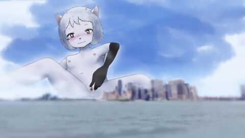 1girls alien antennae_(anatomy) anthro arm_sleeves blue_skin blush bodily_fluids city cityscape clouds female female_masturbation flat_chest furry furry_female furry_only giantess hyper_giantess macro macro_female masturbation new_york nipples nude nude_anthro nude_female pink_nipples public pussy pussy_juice pussy_juice_drip sky spread_legs spread_pussy spreading teruni-inamor teruni_nemira_inamor vaginal_masturbation virelli white_hair
