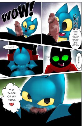 2022 5_panel_comic absurd_res adorabat aged_up anthro ass bat big_ass big_butt blue_body blue_fur breasts cartoon_network comic domestic_cat duo english_text erection felid feline felis fellatio female fur genitals green_eyes heart_symbol hi_res humanoid_genitalia humanoid_penis interspecies larger_male male male/female mammal mao_mao:_heroes_of_pure_heart oral penile penis penis_in_mouth ruddyrzaq sex sheriff_mao_mao_mao short_stack side_boob size_difference smaller_male speech_bubble text thought_bubble yellow_eyes