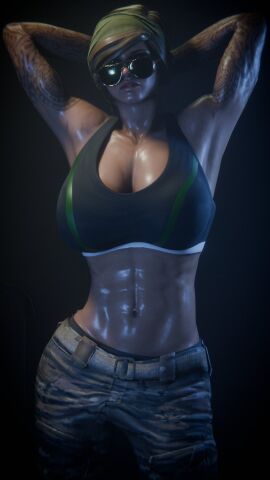 1girls 3d blonde_hair breasts busty female female_focus female_only hourglass_figure muscular rainbow_six rainbow_six_siege tagme tattoo udon_noodle3d valkyrie_(rainbow_six) wide_hips